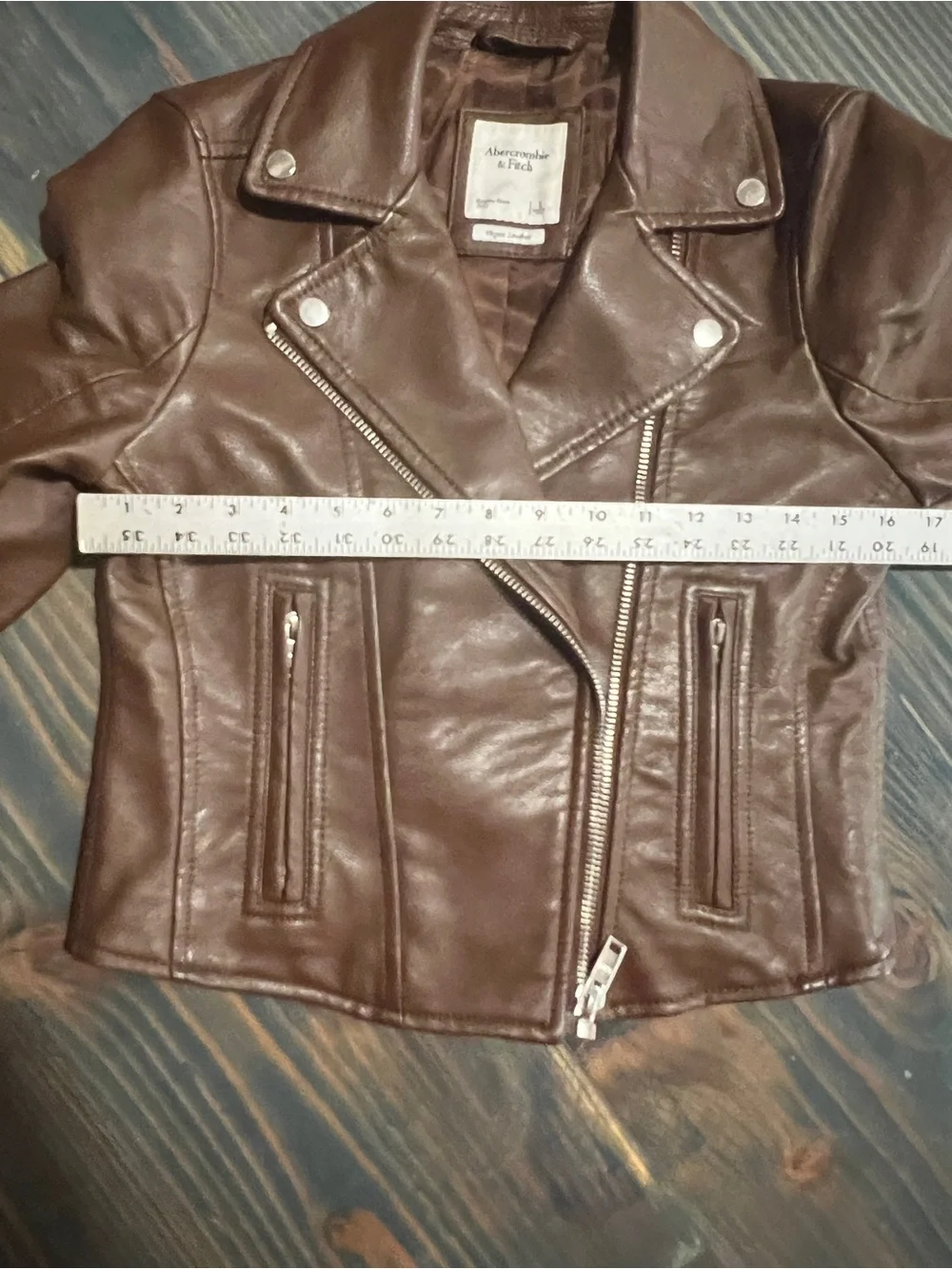 Abercrombie & Fitch Women's Brown Faux Leather Moto Jacket SizeS